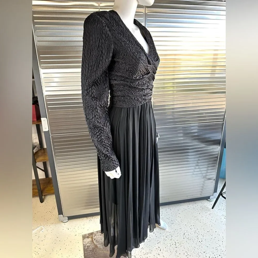 Chanel Vintage Silk Chiffon Camilla Pleated Maxi Evening Gown